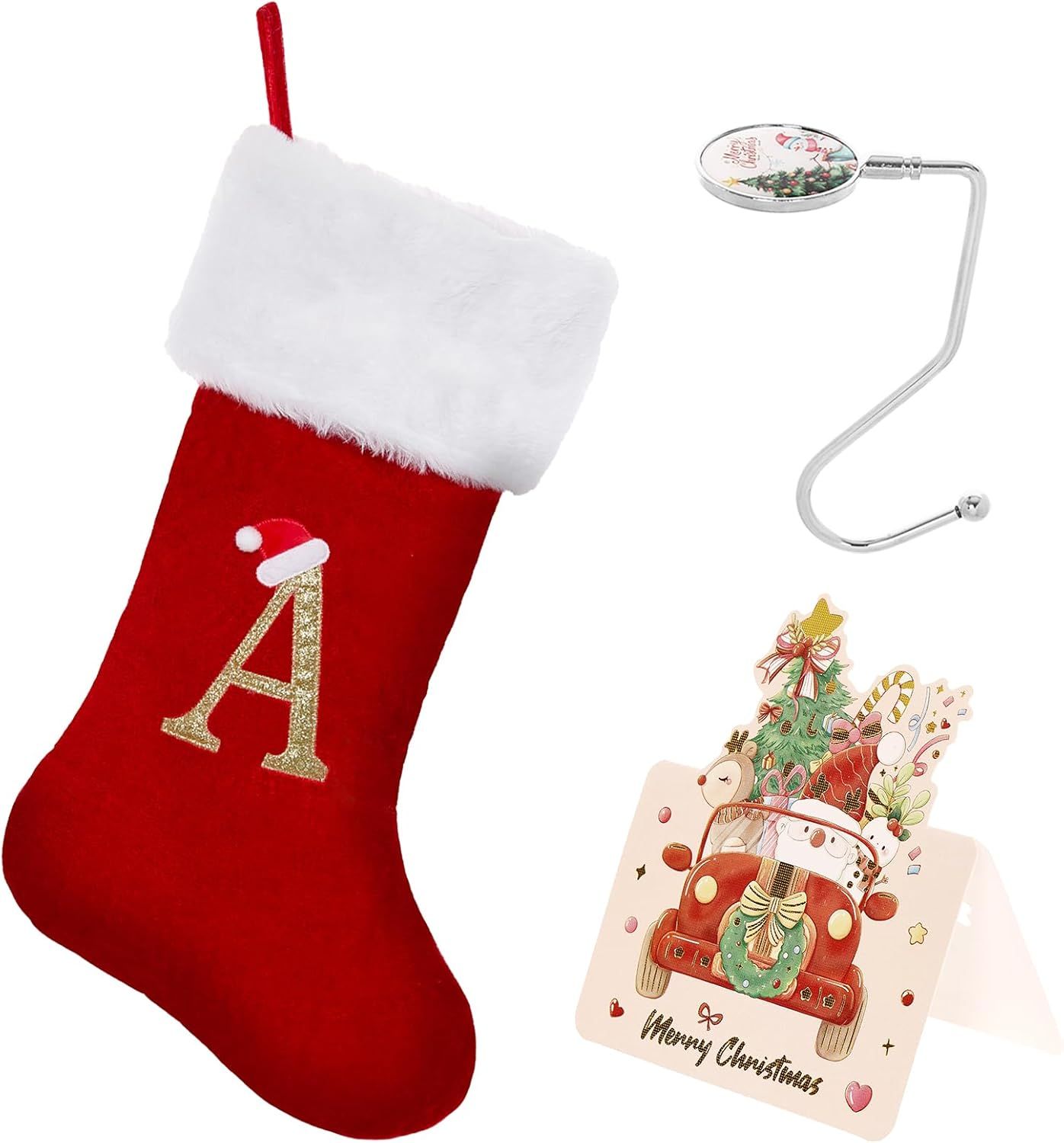 Personalized Monogram Christmas Stocking, 20 Inches Family Initial Xmas ...