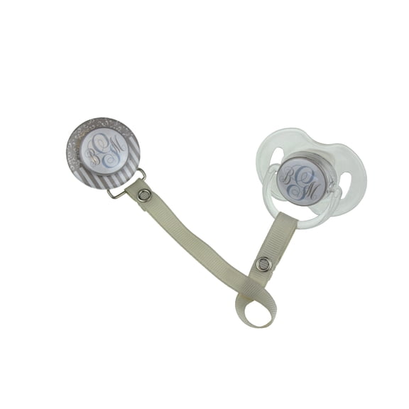 Personalized Monogram Damask & Stripes 3D Pacifier Clip