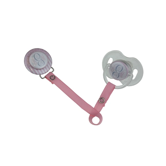 Personalized Monogram Damask & Stripes 3D Pacifier Clip