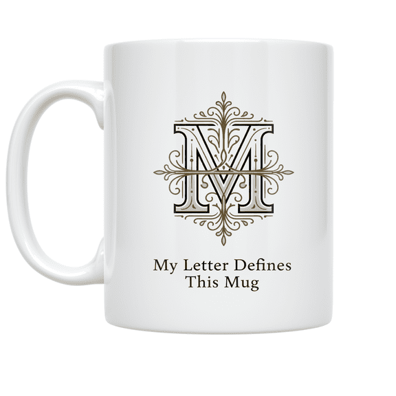 Personalized Monogram Design - Elegant Home Decor - 11 oz Ceramic Coffee Mug