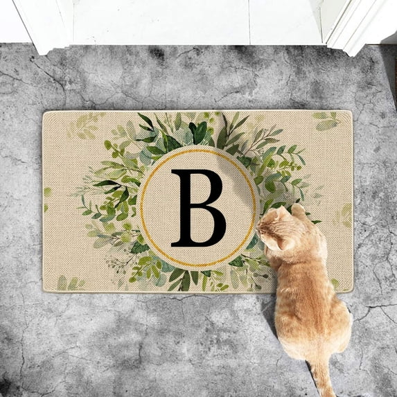 Personalized Monogram Doormat Family Name Initial Welcome Mat, Non- Indoor/Outdoor Entrance Rug for Front Door, Porch, Patio - All-Season Durable Housewarming Holiday Gift(23.62*15.75Inches)