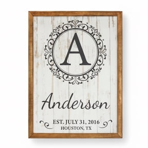 Personalized Monogram Family Name Sign - Custom Established Date Wall Art - Rustic Wooden Wedding Gift - Custom Last Name Sign for Home Decor