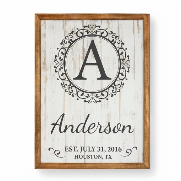 Personalized Monogram Family Name Sign - Custom Established Date Wall Art - Rustic Wooden Wedding Gift - Custom Last Name Sign for Home Decor