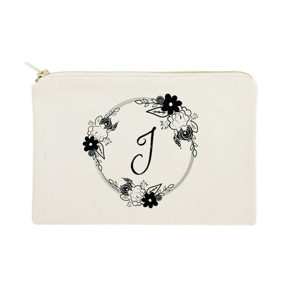 Personalized Monogram Floral Cosmetic Bag and Travel Make Up Pouch by The Cotton  Canvas Co.