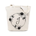 thumbnail image 1 of Personalized Monogram Floral Cotton Canvas Tote Bag, 1 of 6