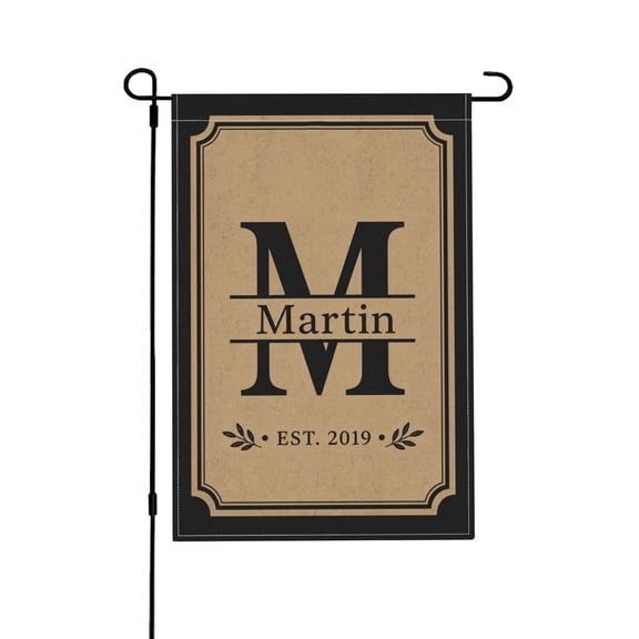 Personalized Monogram Garden Flag With Vintage Initial and Custom Last Name For Porch and Yard Decor 12x18 in