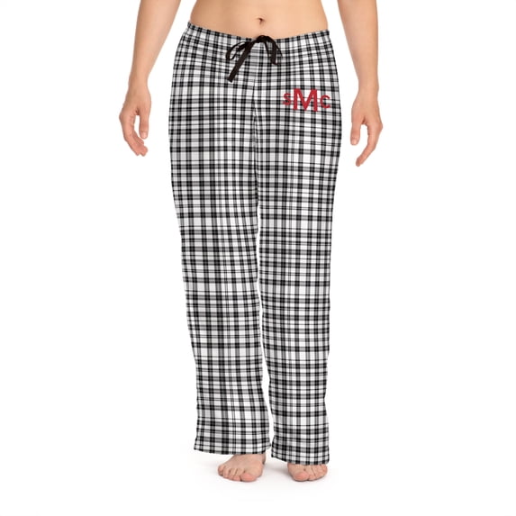 Personalized Monogram Holiday Plaid Women's Pajama Pants