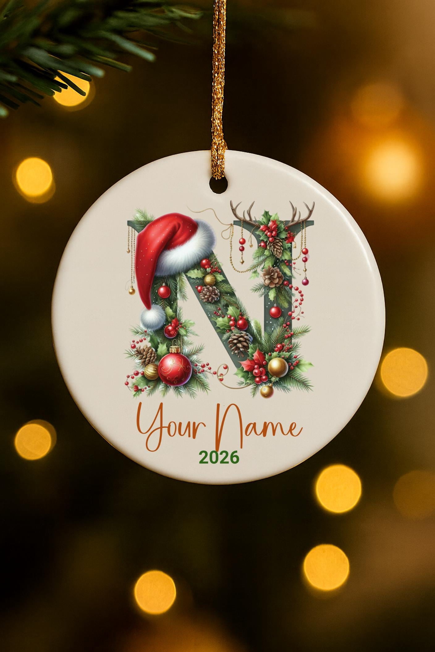 Personalized Monogram Keepsake Ornament 2026 – Custom Initial Name ...
