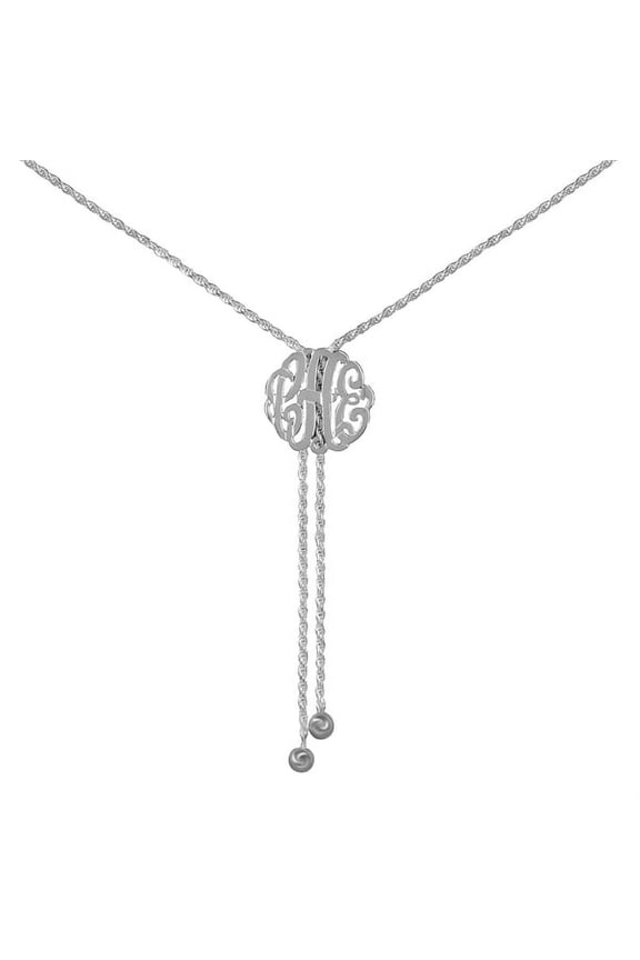 Personalized Monogram Lariat Necklace in Sterling Silver