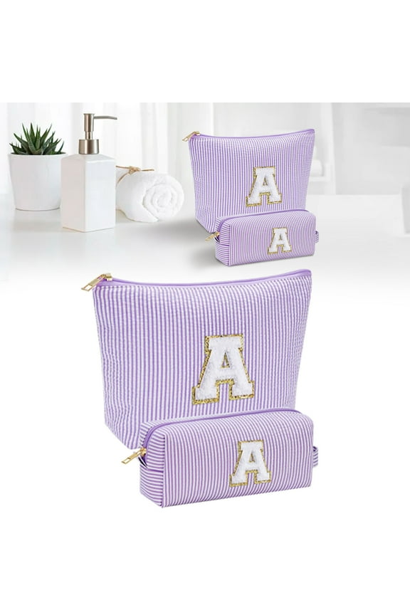 Personalized Monogram Makeup Bag for Girls & Women, Travel Toiletry Bag, Custom Initial Cosmetic Bag, Birthday Gift for Daughter, Teen Girl, Sister, Wife, Girlfriend - Purple
