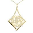 thumbnail image 1 of Personalized Monogram Necklace in Diamond-Shaped Pendant in 14K Gold Plated Sterling Silver, 1 of 1