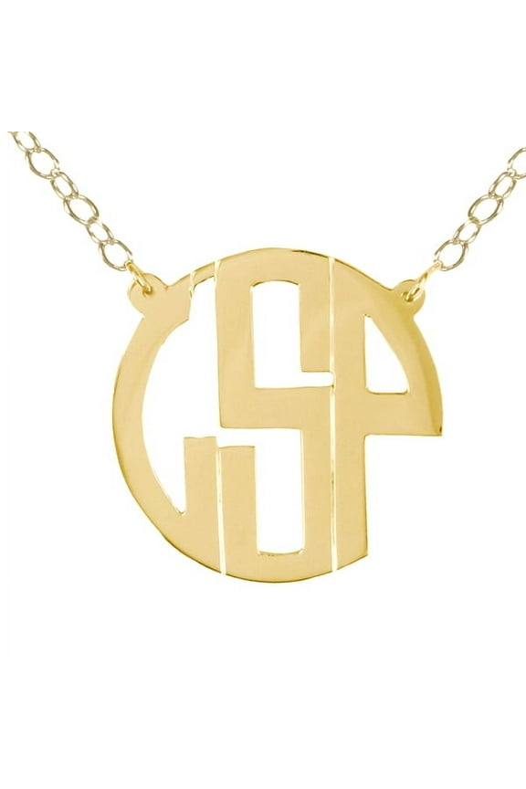 Personalized Monogram Necklace in a Deco Script 14K Gold Plated Sterling Silver and Sterling Silver