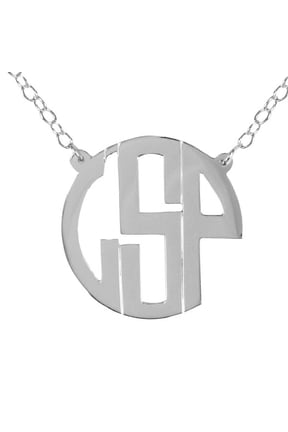 Personalized Monogram Necklace in a Deco Script 14K Gold Plated Sterling Silver and Sterling Silver