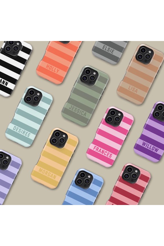 Personalized Monogram Stripe Case for iPhone Samsung Custom
