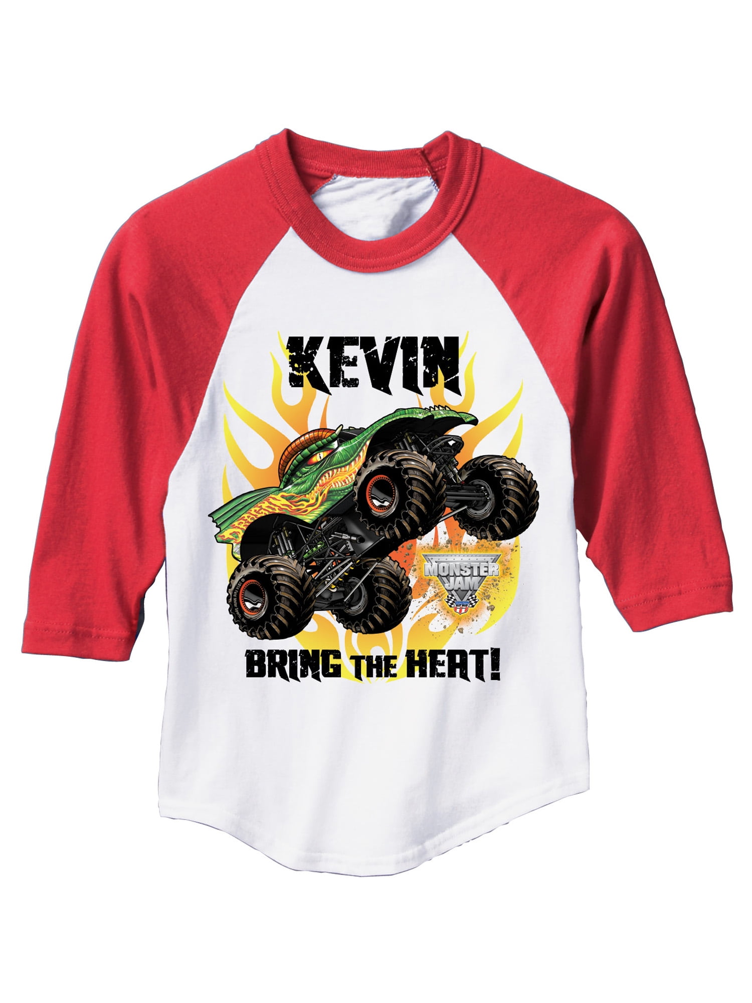 Personalized Monster Jam Bring the Heat Dragon Boys' Red Sports Jersey ...
