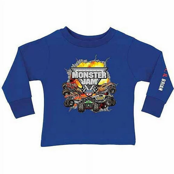 Personalized Monster Jam Challenge Boy's Royal Blue Long Sleeve Tee