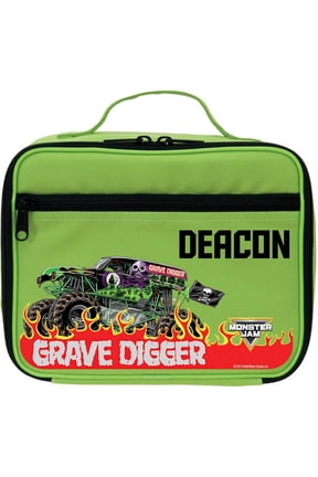 Personalized Monster Jam Grave Digger Green Kids Lunch Bag