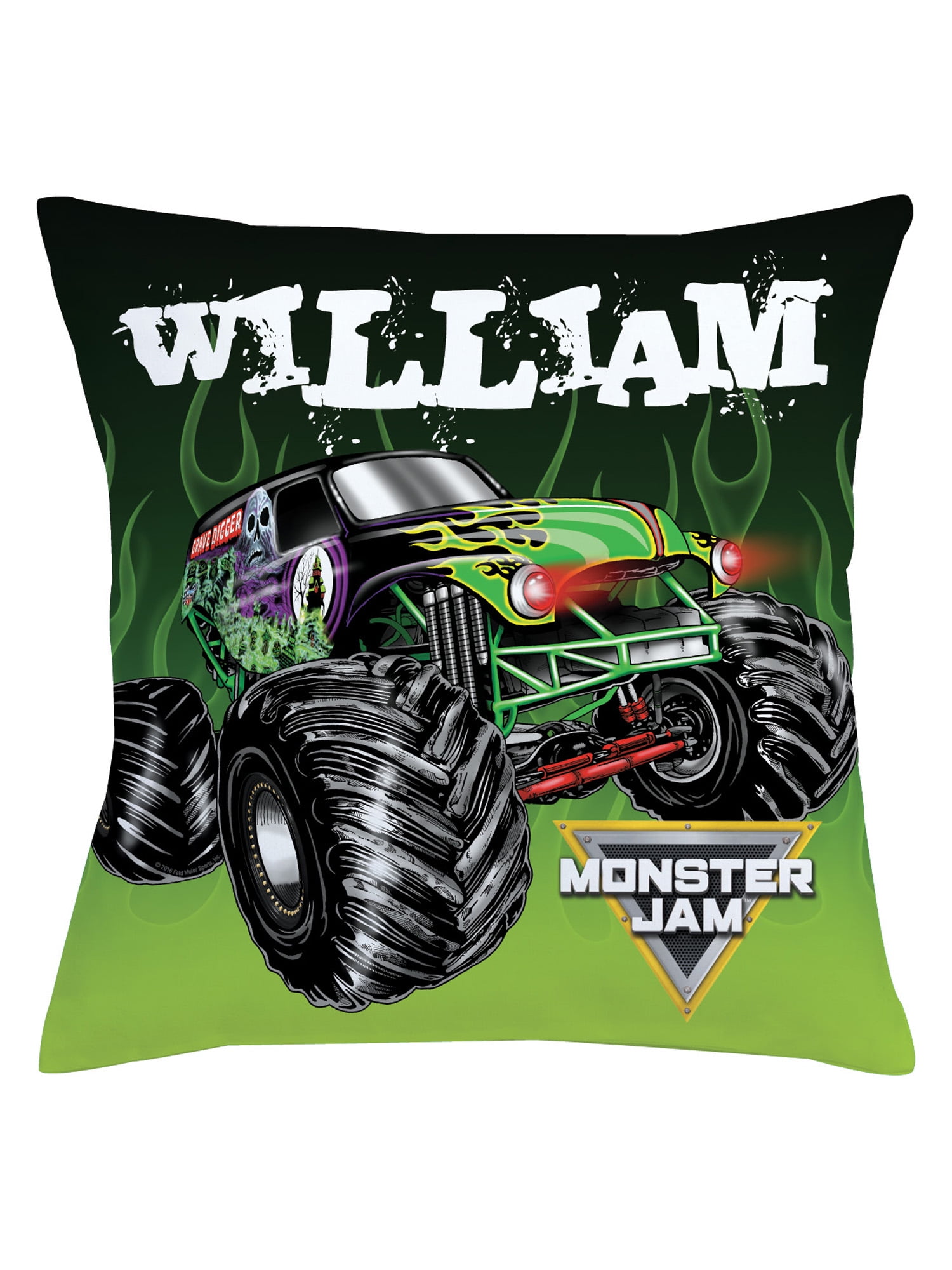 Personalized Monster Jam Grave Digger Throw Pillow, Black