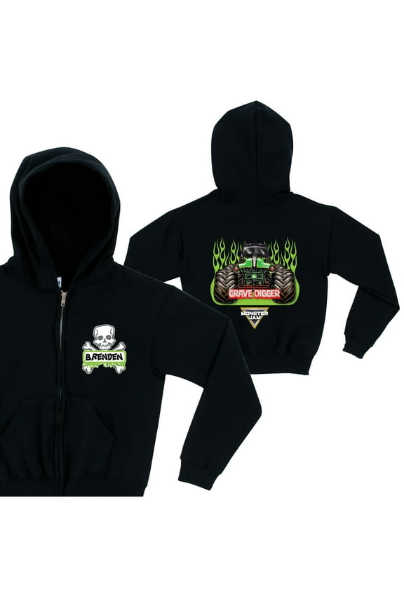 Personalized Monster Jam Grave Diggers Boys' Zip-Up Hoodie