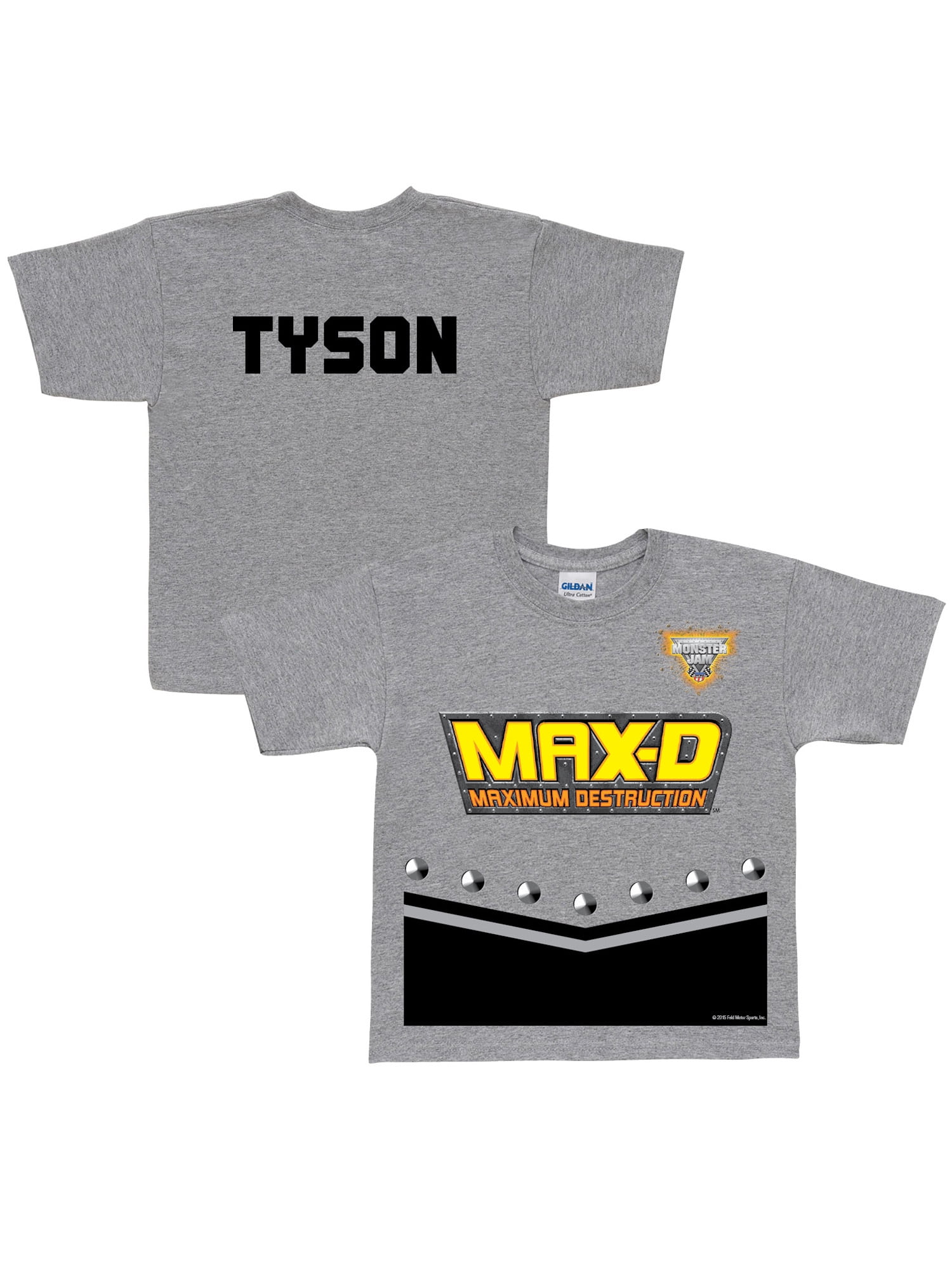 Personalized Monster Jam Max-D Uniform Toddler Boys' T-Shirt, Grey
