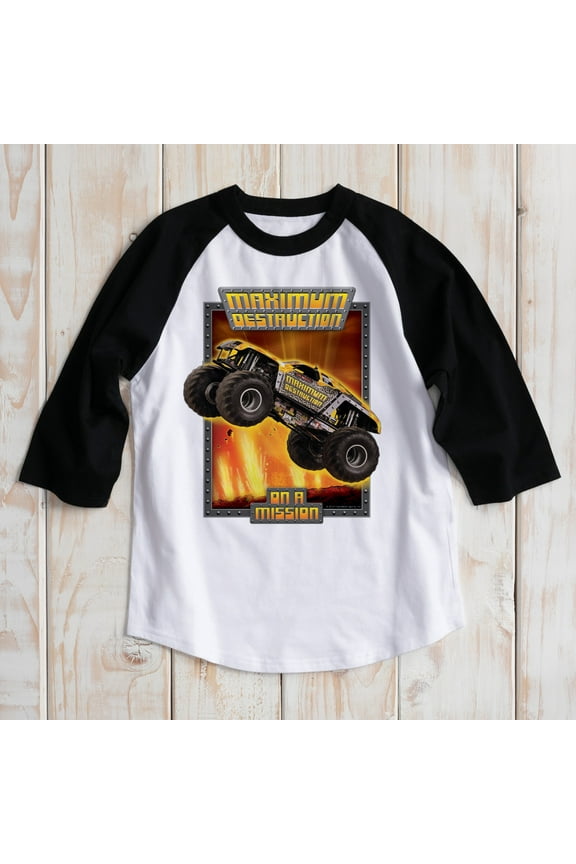 Personalized Monster Jam Maximum Destruction Boys' Black Sports Jersey