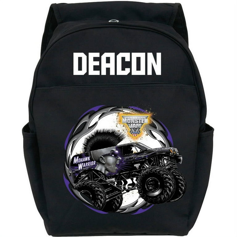 Personalized Monster Jam Mohawk Warrior Black Youth Backpack