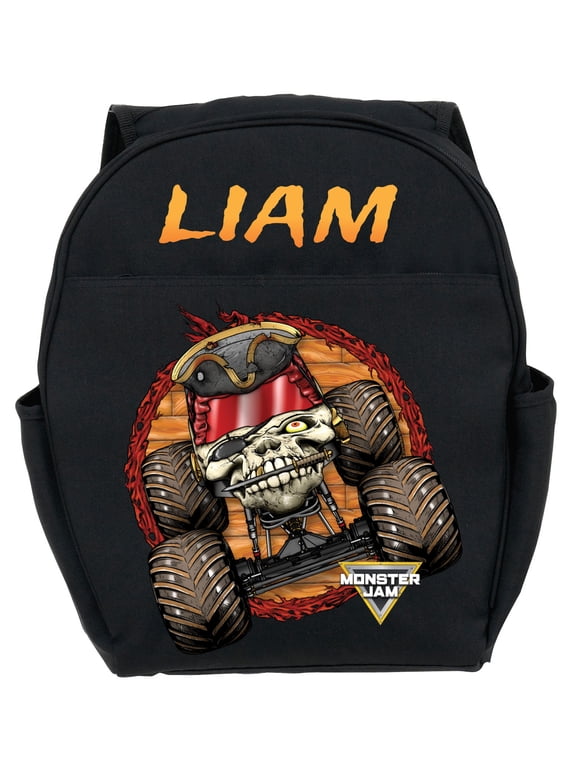 Personalized Monster Jam Pirate's Curse Black Toddler Backpack, Black