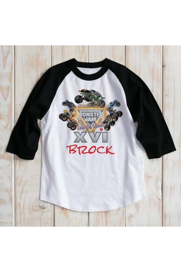 Personalized Monster Jam World Finals Boys' Sports Jersey, Black