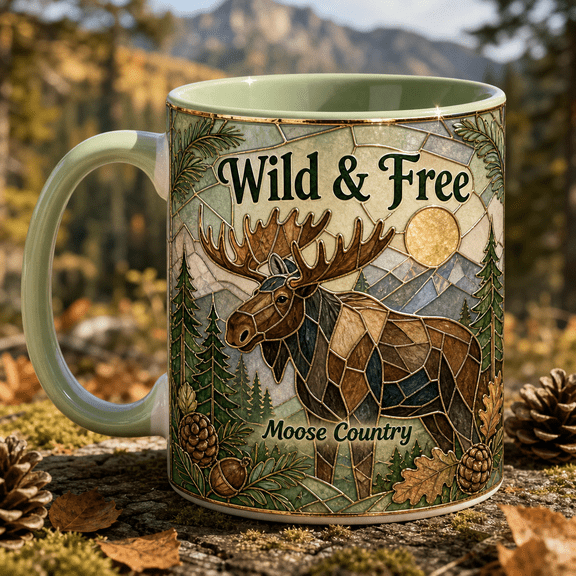 Personalized Moose Wild Free Ceramic Mugs Nature Lover Gift 11oz 15oz
