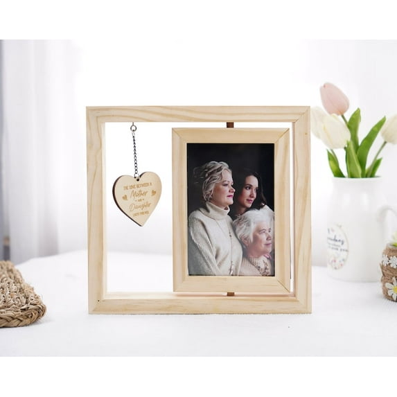 Personalized Mother Daughter Photo Frame, Custom Rotatable Picture Frame for Mom, Grandma, and Mother-in-Law, Heartfelt Gift for New Mom, Family Keepsake