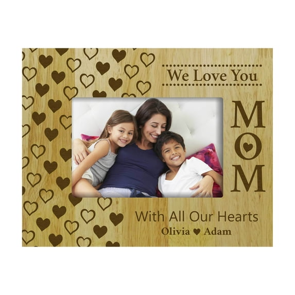 Personalized Mother Day Gift Wood Engraved Picture Frame With Name - 5 x 7 Inches Vertical