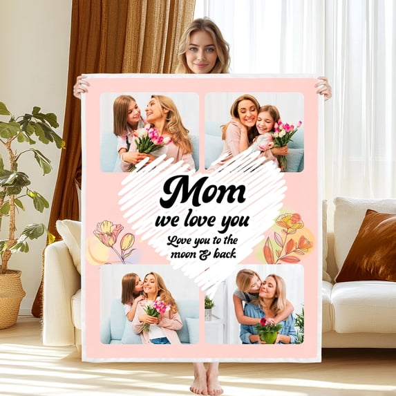 Personalized Mother's Day Blanket Gifts for Best Mom Ever, Custom Blanket with Photo, Birthday Gifts for Mom, 30"x40"