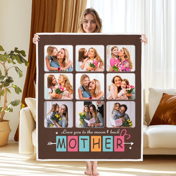Personalized Mother's Day Blanket Gifts for Best Mom Ever, Custom Blanket with Photo, Birthday Gifts for Mom from Daughter Son, 40"x50"