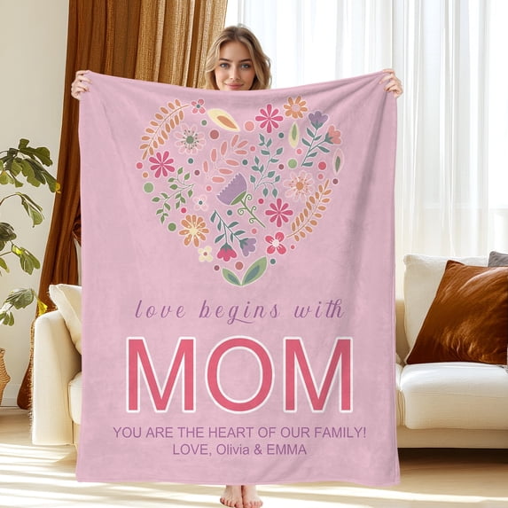 Personalized Mother's Day Blanket Gifts for Mom, Custom Blanket with Name, 50"x 60"