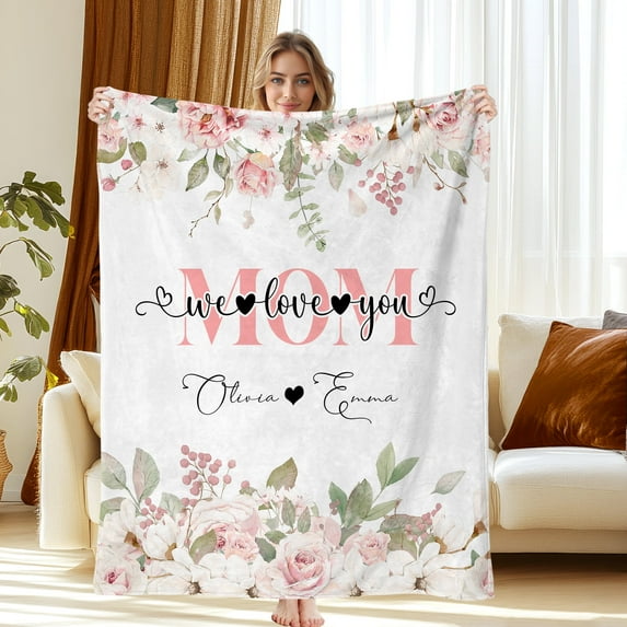 Personalized Mother's Day Blanket Gifts for Mom, Custom Blanket with Name, 60"x 80"