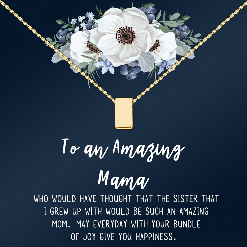Personalized Mother's Day Card Necklace, Custom To An Amazing Mama Card and Necklace, Mother's Day Gift with Custom Card, Mother's Day Gift for Mom [Gold, Personalized Card]