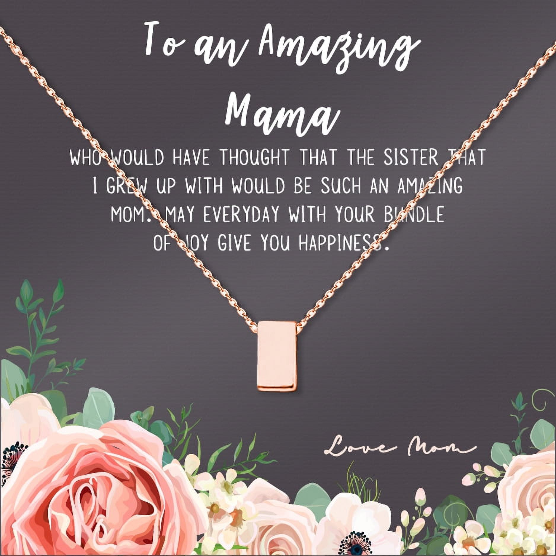 Personalized Mother's Day Card Necklace, Custom To An Amazing Mama Card and Necklace, Mother's Day Gift with Custom Card, Mother's Day Gift for Mom [Rose Gold, Personalized Card]