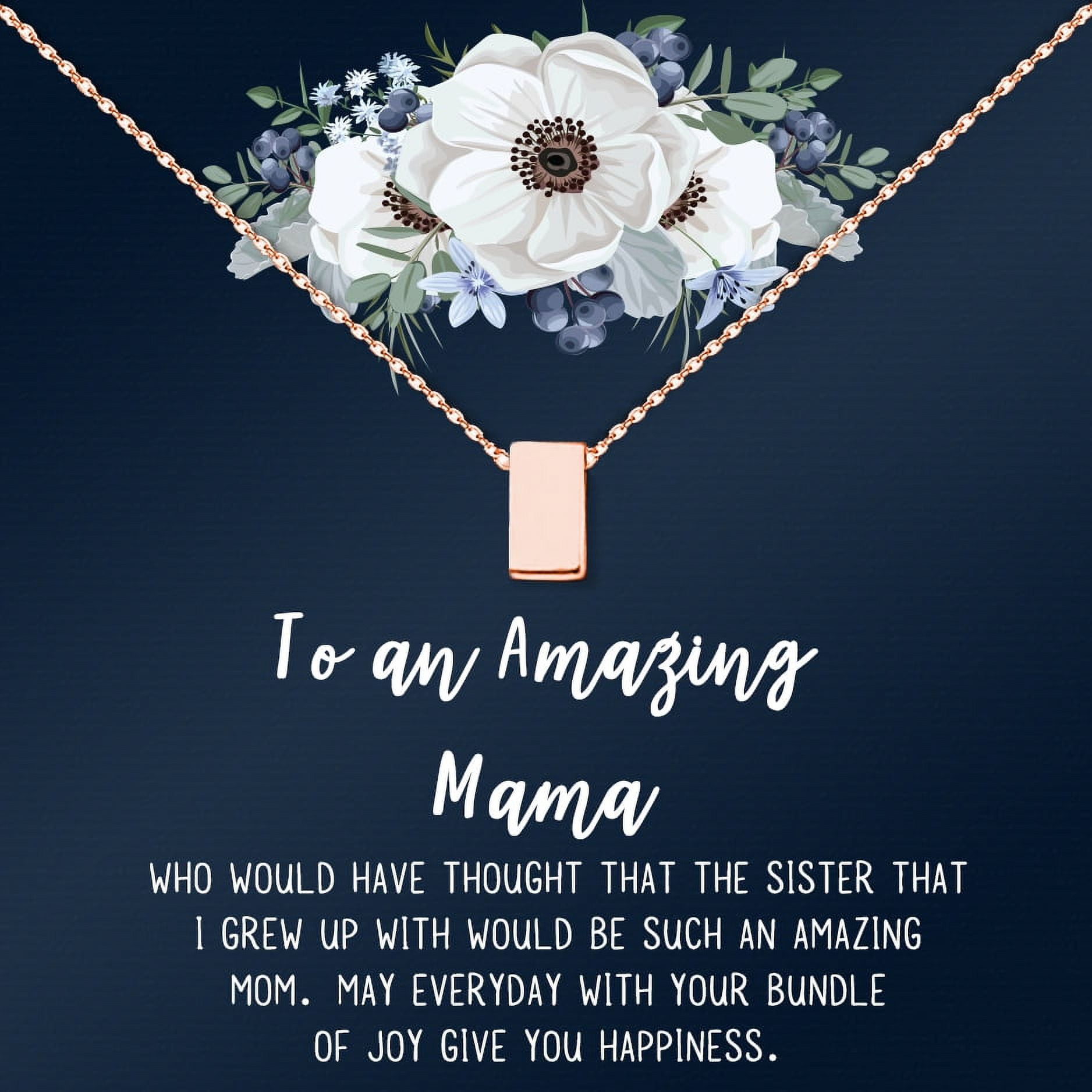 Personalized Mother's Day Card Necklace, Custom To An Amazing Mama Card and Necklace, Mother's Day Gift with Custom Card, Mother's Day Gift for Mom [Rose Gold, Personalized Card]