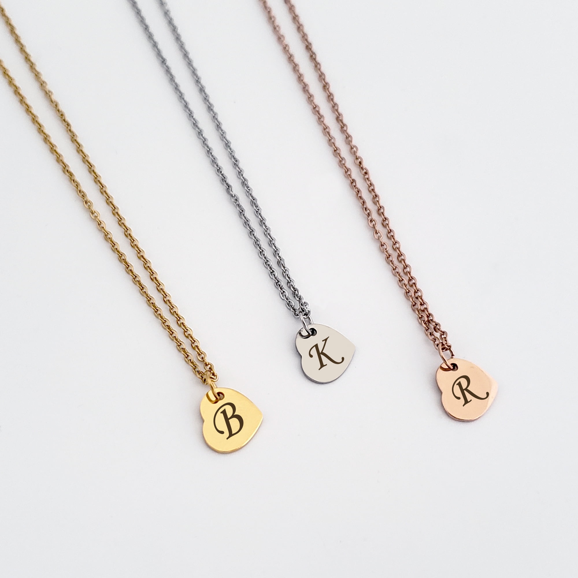Personalized Mother's Day Gift for Mom Girlfriend Women's Mini Heart Charm Gift for Wife Fiancee Pendant Custom Made Engravable Name Necklace Jewelry Free Gift Box Ship Next Day