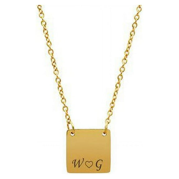 Personalized Mother's Day Gift for Wife Women's Couple Square Necklace Dainty Gift for Her Girlfriend Stainless Steel Pendant Custom Engravable Birthday Anniversary Gift Ship Next Day [Gold]