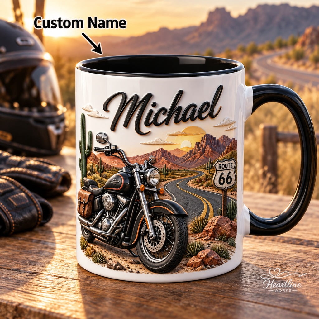Personalized Motorcycle Coffee Mug Desert Highway Rider Gift - Walmart.com