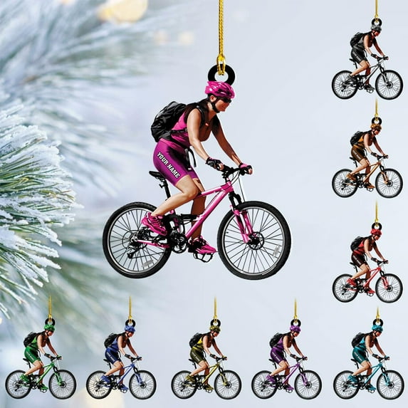 Personalized Mountain Biking Ornament, Custom Name & Year Christmas Tree Ornaments 2025, Xmas Cyclist Gifts, Mountain Bike Biking Rider Xmas Holiday Keepsake, Bicycle Racing Sport Presents (Style 9) -