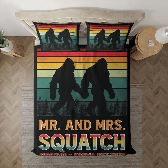 Lotusprinthandmade Personalized Mr And Mrs Bigfoot Couples Bedding Set
