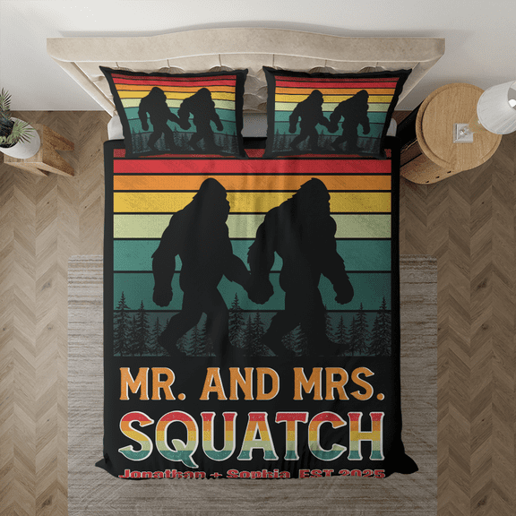 Personalized Mr And Mrs Bigfoot Couples Bedding Set (68x88), couples bigfoot bed set