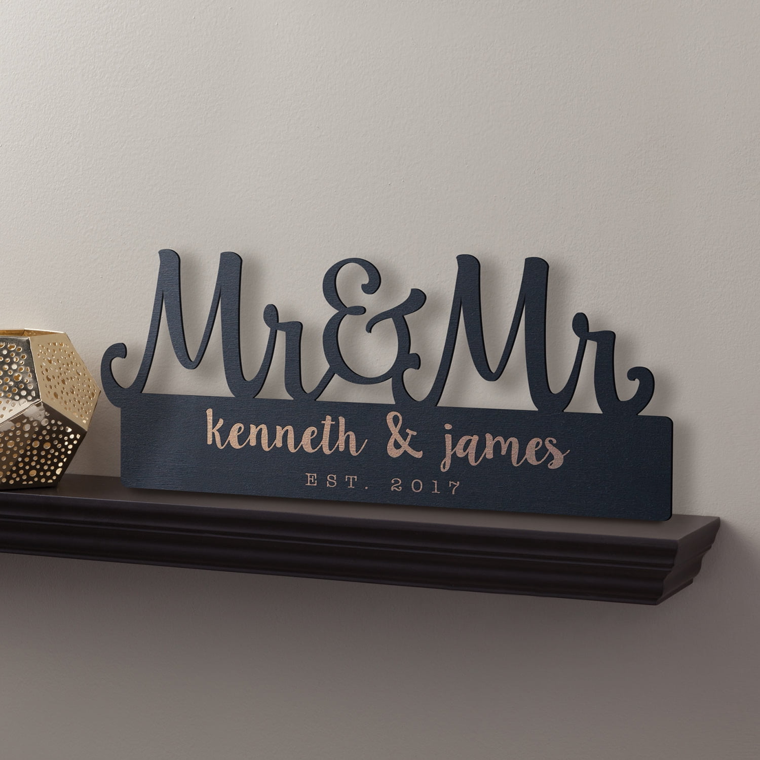 Personalized Mr. & Mr. Black Wood Plaque