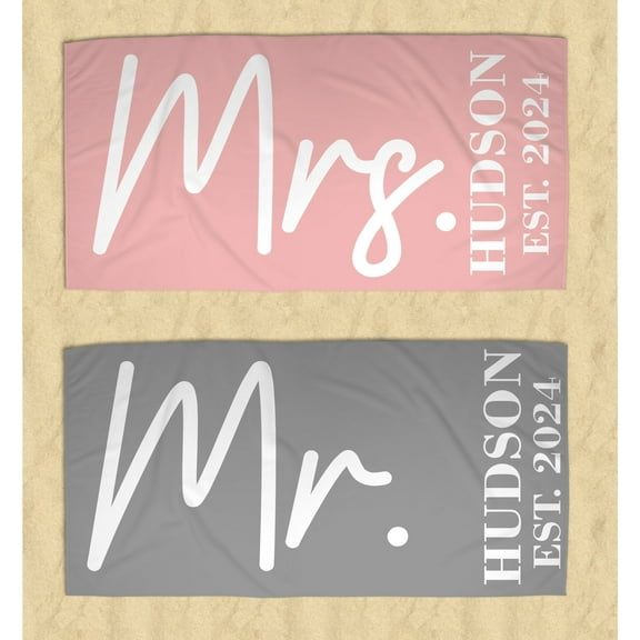 Personalized Mr. & Mrs. Beach Towels- Set of 2
