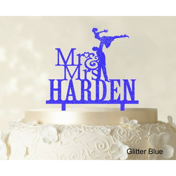 "Personalized Mr & Mrs Couple Cake Topper Personalized Glitter Cake Topper Color Option Available 5""-7"" Inches Wide"
