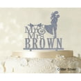 thumbnail image 1 of "Personalized Mr & Mrs Wedding Cake Topper Personalized Glitter Silver Cake Topper Color Option Available 6""-7"" Inches Wide", 1 of 1
