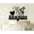 thumbnail image 1 of "Personalized Mr & Mrs Wedding Cake Topper Personalized Shiny Black Cake Topper Color Option Available 5""-7"" Inches Wide", 1 of 1