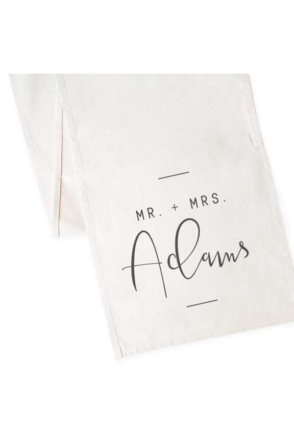 Personalized Mr. & Mrs. with Last Name Cotton Canvas Table Runner
